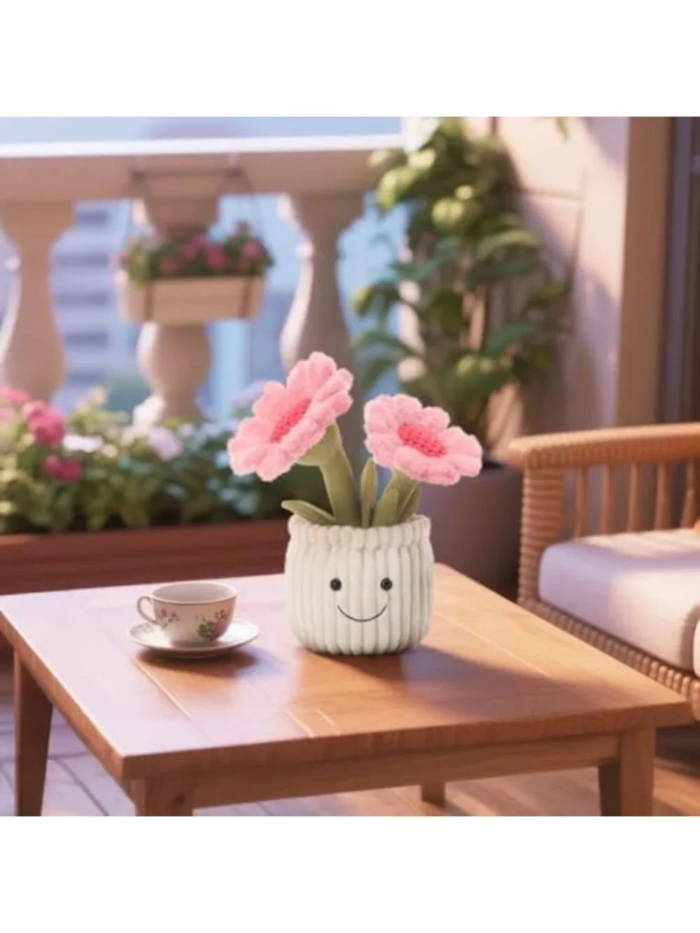 Soft Pink Plush Sunflower Plant Toy | 9'' Stuffed Apricot Lamb Decor